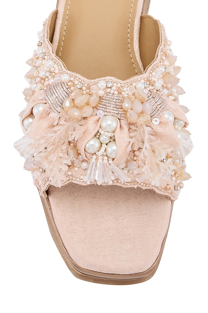 Rose Gold Foiled Milano Satin Pitta Hand Embroidered Sneakers by Anaar at Pernia's Pop Up Shop