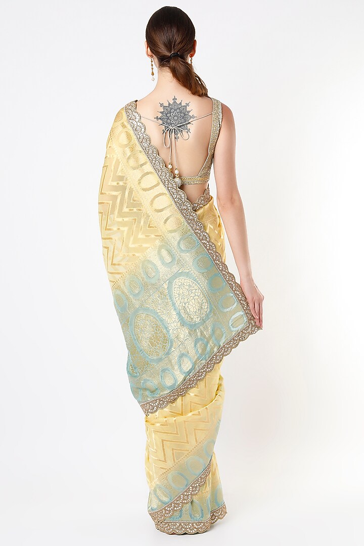 Lemon Yellow Gota Patti Party Wear Saree by Anira at Pernia's Pop Up Shop