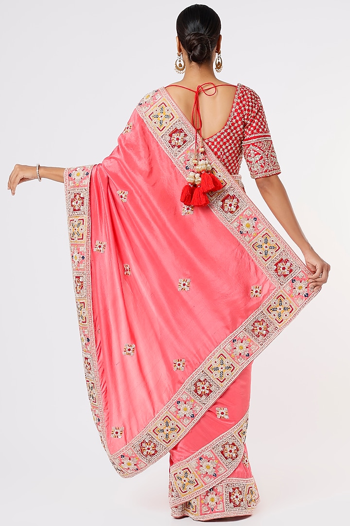 Gajri Pink Silk Embroidered Reception Saree by Anira at Pernia's Pop Up Shop