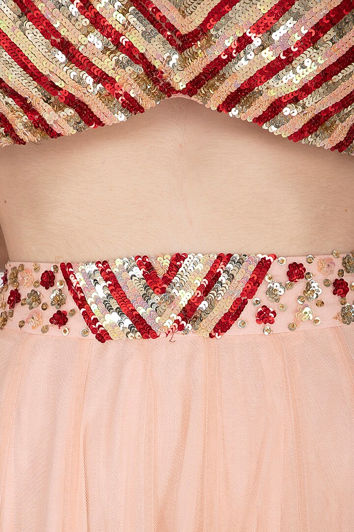 Peach Embroidered Wedding Lehenga Set by Ank By Amrit Kaur at Pernia's Pop Up Shop