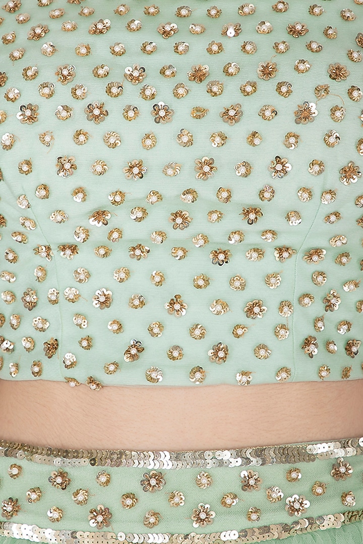 Mint Green Embellished Wedding Lehenga Set by Ank By Amrit Kaur at Pernia's Pop Up Shop