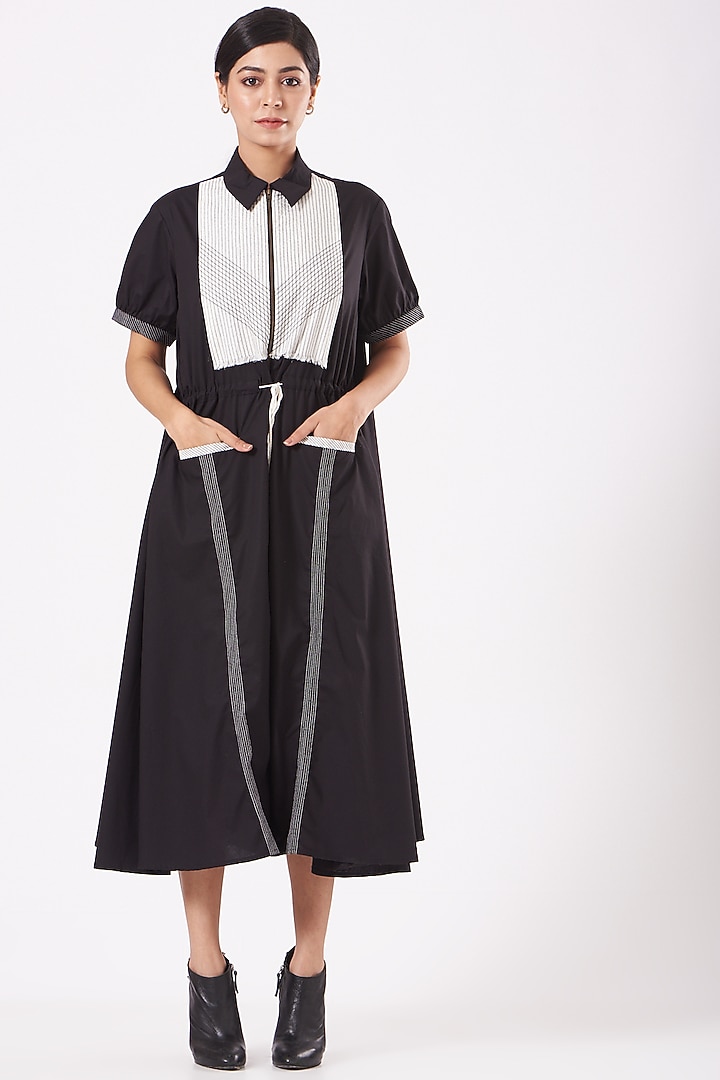 Black Poplin Tunic Set by Anurag Gupta at Pernia's Pop Up Shop