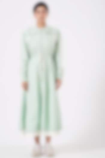White & Mint Cotton Poplin Jacket Vacation Dress by Anurag Gupta at Pernia's Pop Up Shop