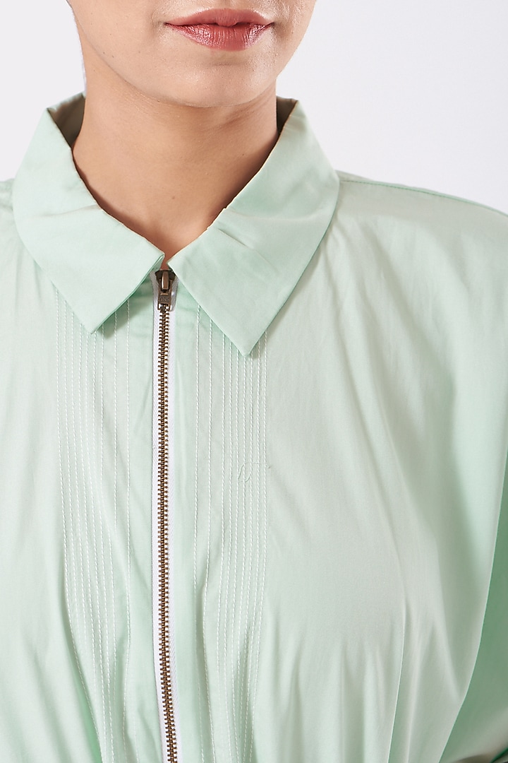 Mint Jacket Kaftan In Cotton Poplin by Anurag Gupta at Pernia's Pop Up Shop