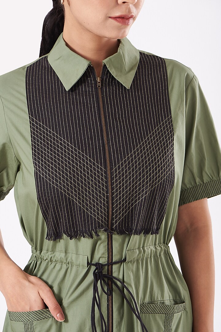 Olive Green Poplin Tunic Set by Anurag Gupta at Pernia's Pop Up Shop
