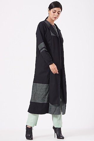Black Poplin Jacket Set by Anurag Gupta
