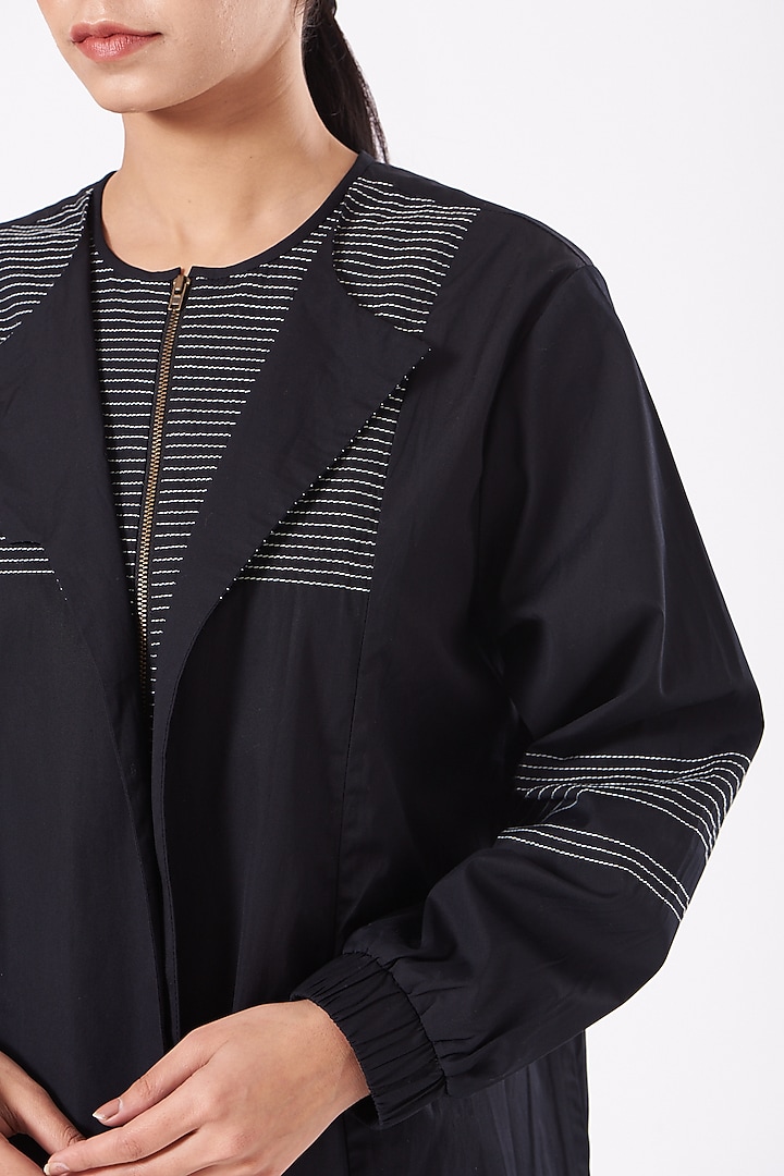 Black Poplin Jacket Set by Anurag Gupta at Pernia's Pop Up Shop