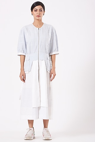 White Cotton Poplin Jacket Dress by Anurag Gupta