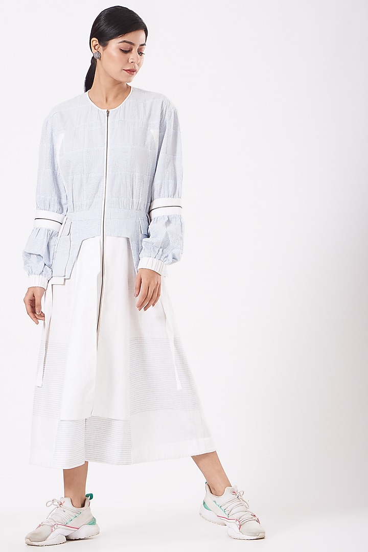 White Cotton Poplin Jacket Vacation Dress by Anurag Gupta at Pernia's Pop Up Shop