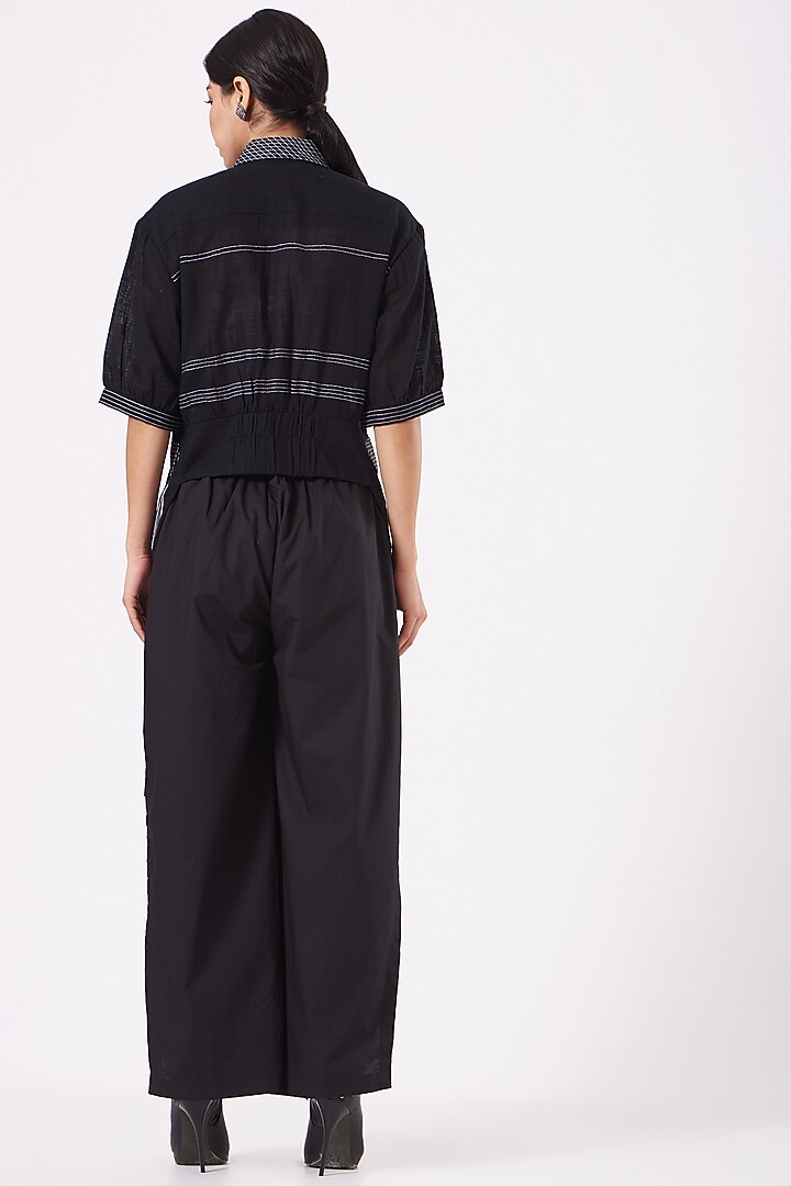 Black Poplin Pant Set by Anurag Gupta at Pernia's Pop Up Shop