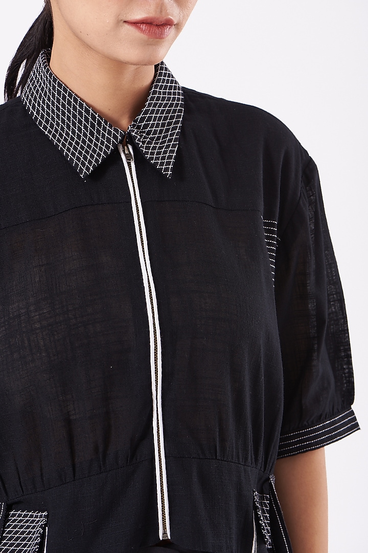 Black Poplin Pant Set by Anurag Gupta at Pernia's Pop Up Shop