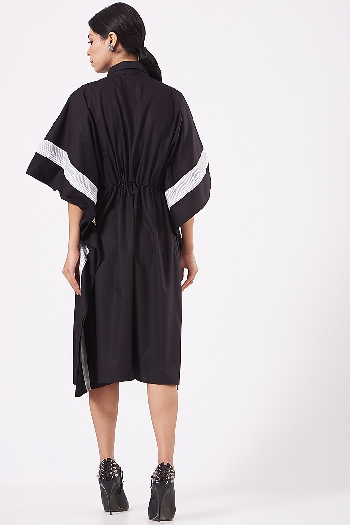 Black Cotton Poplin Jacket Kaftan by Anurag Gupta at Pernia's Pop Up Shop
