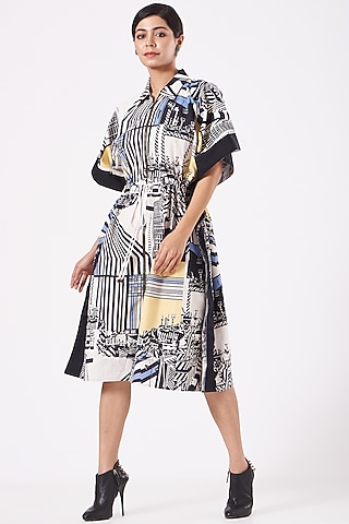 Multi-Colored Printed Jacket Kaftan by Anurag Gupta