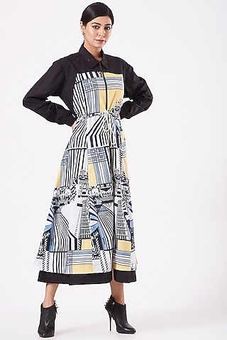 Multi Colored Printed Jacket Dress by Anurag Gupta