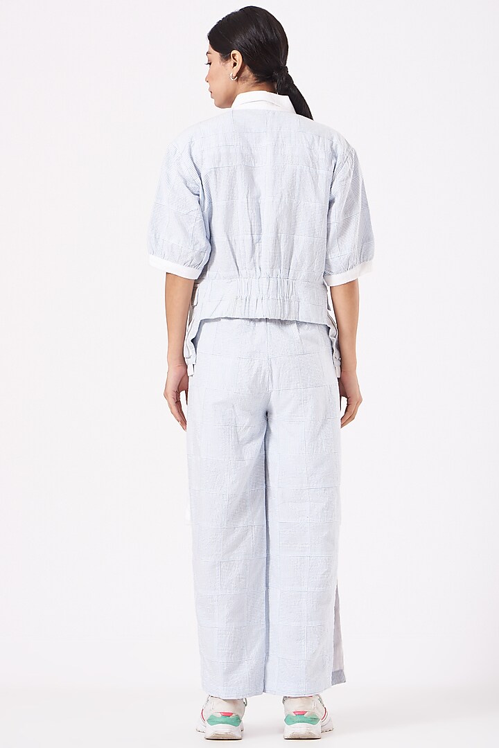 White & Light Blue Pant Set by Anurag Gupta at Pernia's Pop Up Shop