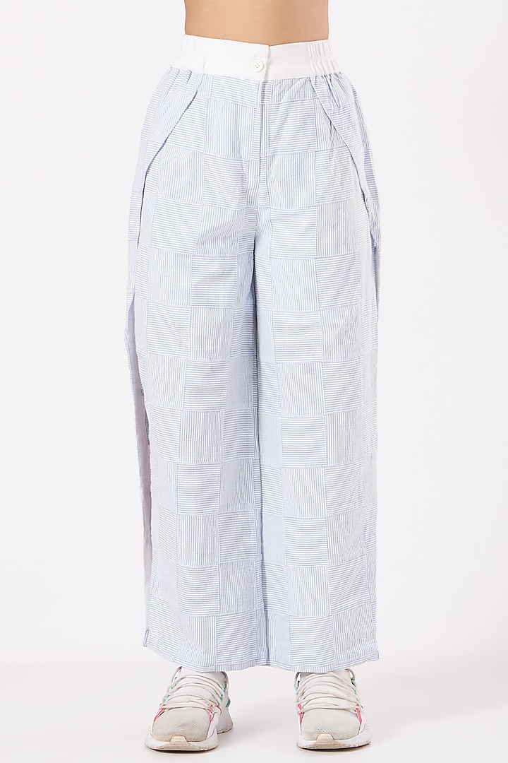 White & Light Blue Pant Set by Anurag Gupta at Pernia's Pop Up Shop
