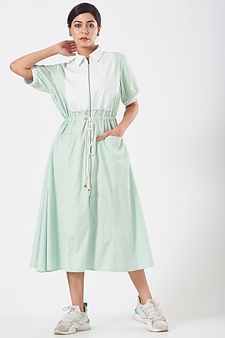 Mint Green Dress With Tagai Detailing by Anurag Gupta