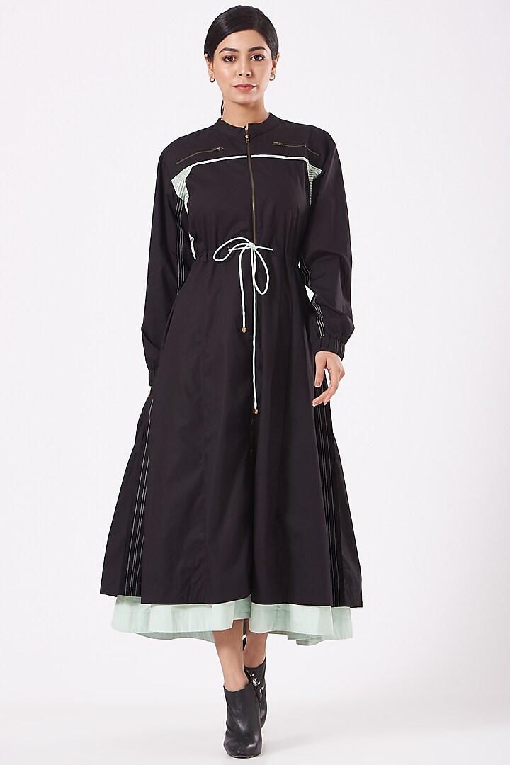 Black & Mint Jacket Dress by Anurag Gupta