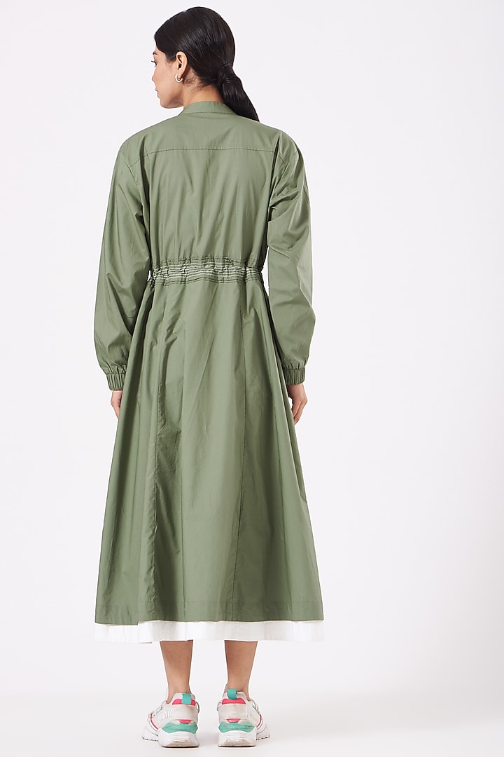 Olive Green Jacket Vacation Dress by Anurag Gupta at Pernia's Pop Up Shop