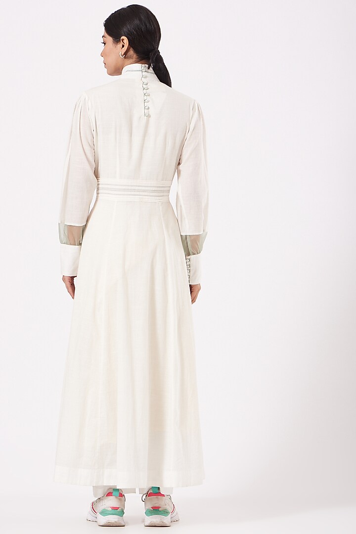 White Vacation Dress With Organza Detailing by Anurag Gupta at Pernia's Pop Up Shop