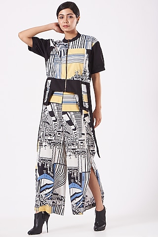 Multi Colored Printed Layered Pant Set by Anurag Gupta