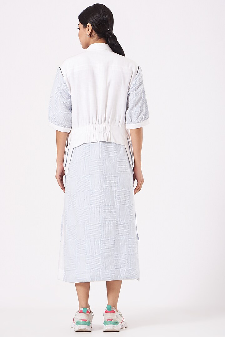 White & Light Blue Layered Jacket Vacation Dress by Anurag Gupta at Pernia's Pop Up Shop