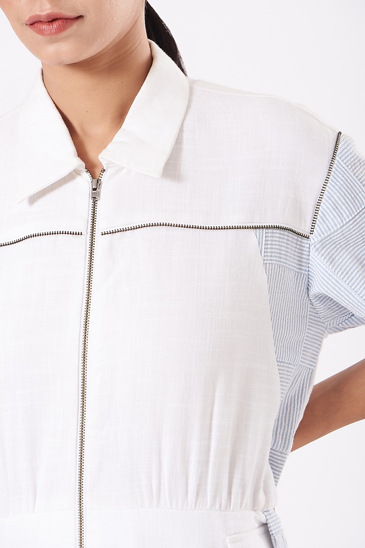 White & Light Blue Layered Jacket Vacation Dress by Anurag Gupta at Pernia's Pop Up Shop