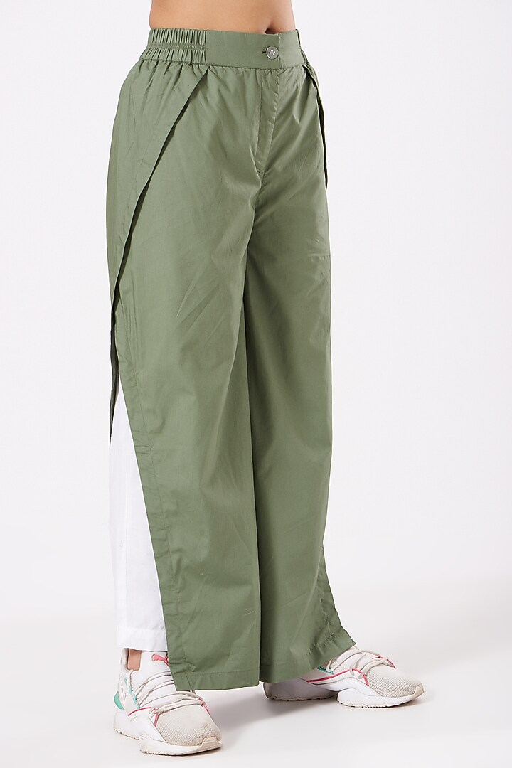 Olive Green Cotton Poplin Pant Set by Anurag Gupta at Pernia's Pop Up Shop