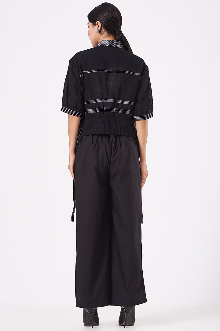 Black Poplin Pant Set by Anurag Gupta at Pernia's Pop Up Shop