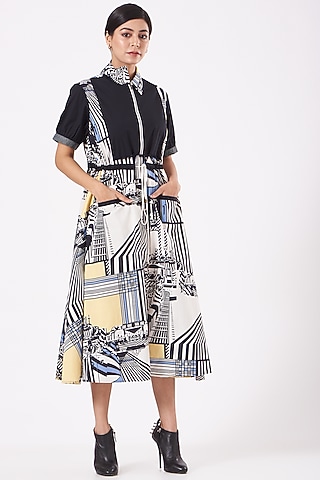 Multi Colored Digital Printed Jacket Dress by Anurag Gupta