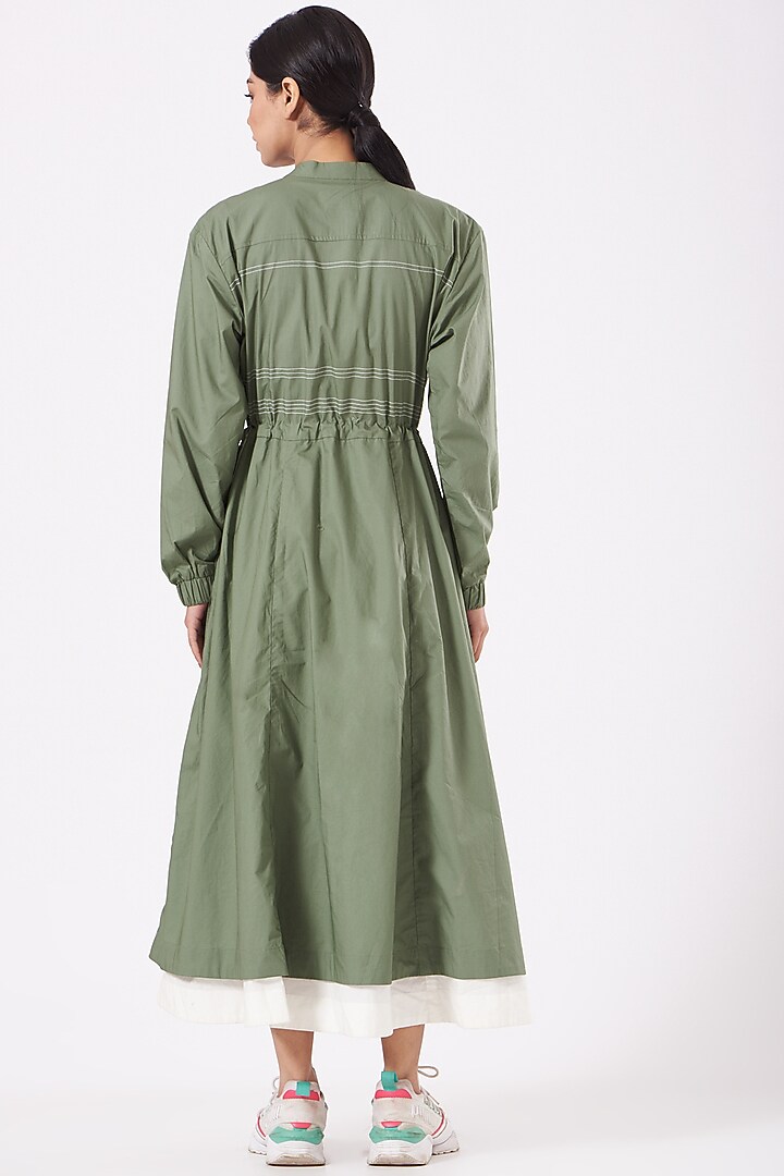 Olive Green & White Jacket Vacation Dress by Anurag Gupta at Pernia's Pop Up Shop