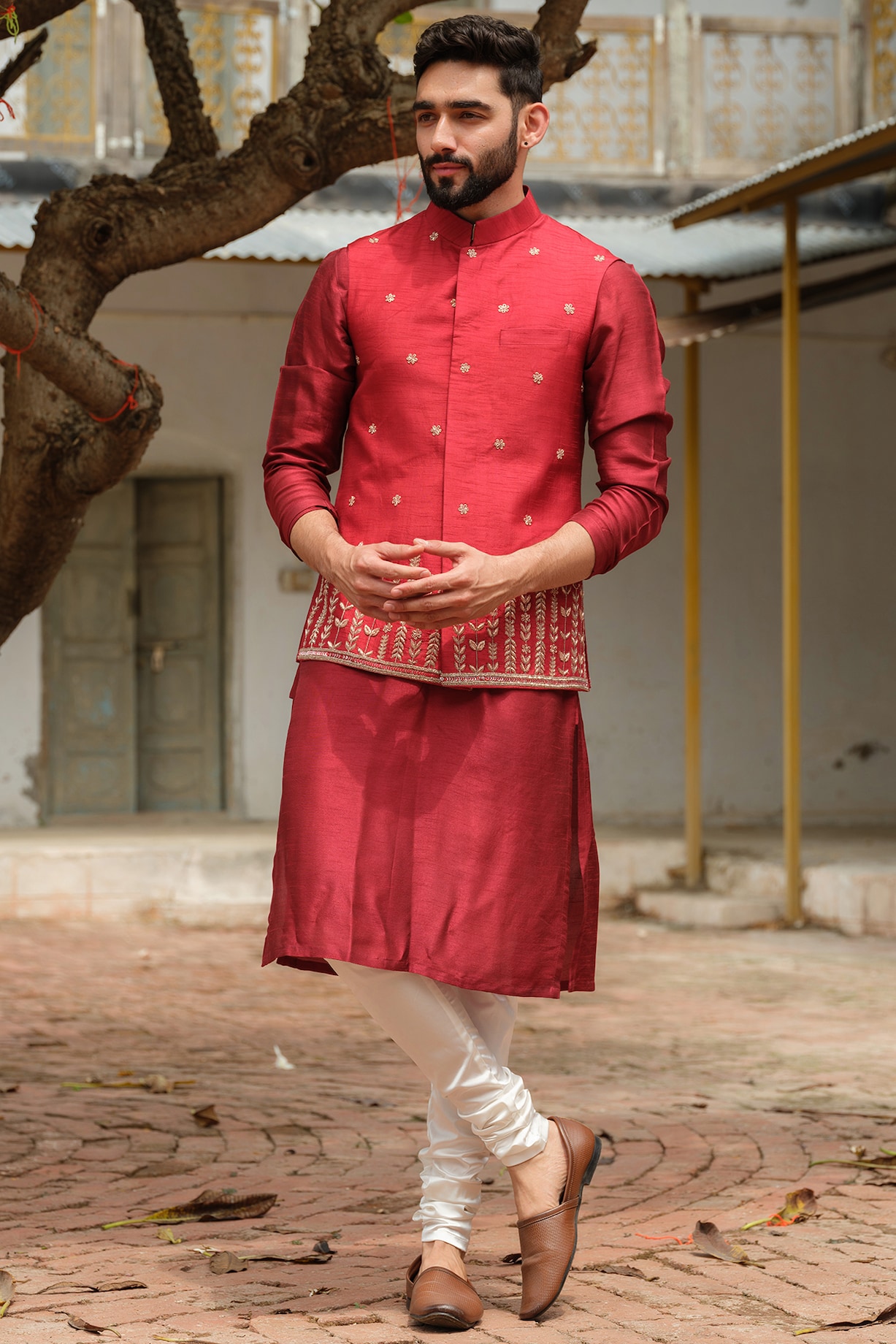 Maroon nehru jacket hotsell