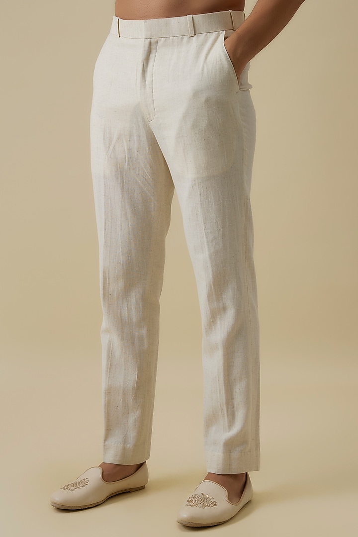 Ivory Raw Silk Indowestern Set by Anushree Reddy Men at Pernia's Pop Up Shop