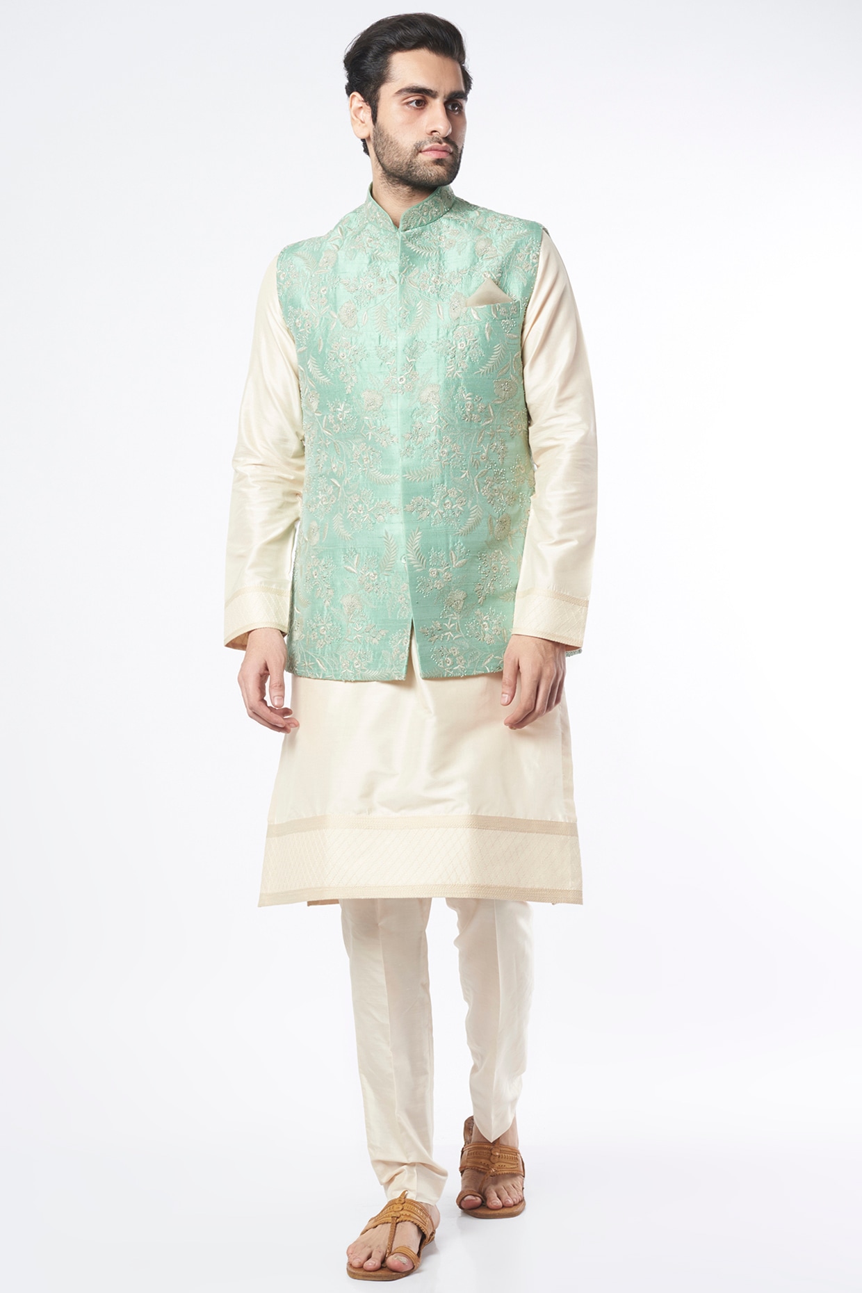 Pista Green Kurta Pajama with Nehru Jacket – myethnicrentals