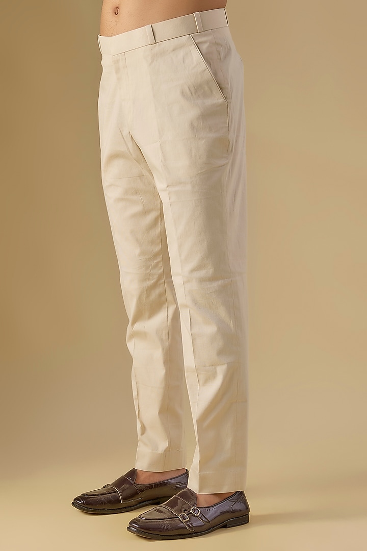 Ivory Raw Silk Embroidered Groom Bandhgala Set by Anushree Reddy Men at Pernia's Pop Up Shop