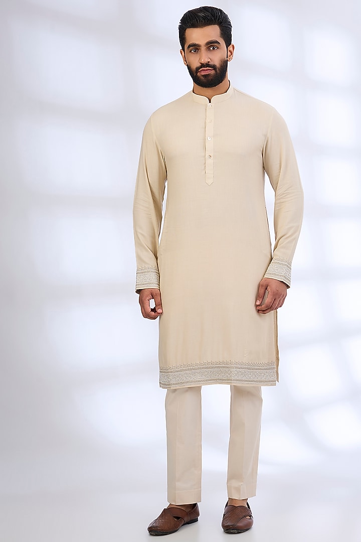Aqua Blue Raw Silk Nehru Jacket Set by Anushree Reddy Men at Pernia's Pop Up Shop