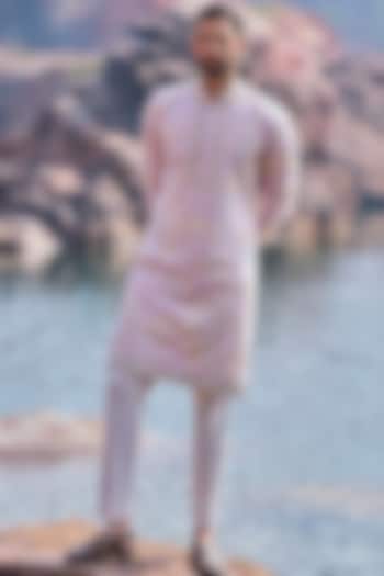 Lilac Silk Embroidered Kurta Set by Anushree Reddy Men at Pernia's Pop Up Shop