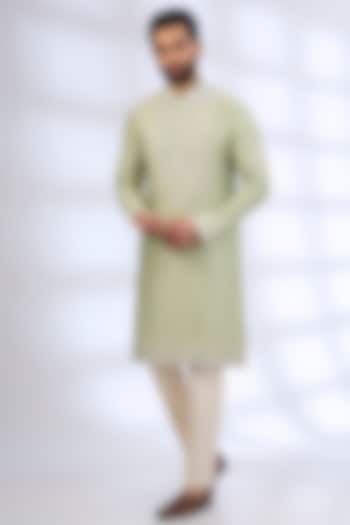 Mint Green Silk Kurta Set by Anushree Reddy Men at Pernia's Pop Up Shop