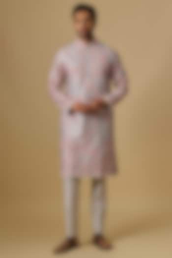 Ash Grey Cotton Twill Kurta Set by Anushree Reddy Men