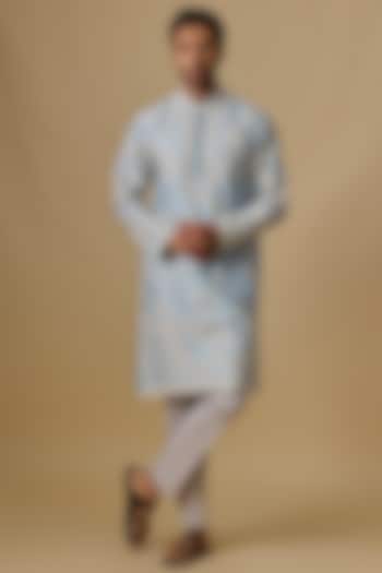 Powder Blue Chanderi Kurta Set by Anushree Reddy Men