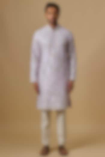 Lilac Chanderi Kurta Set by Anushree Reddy Men