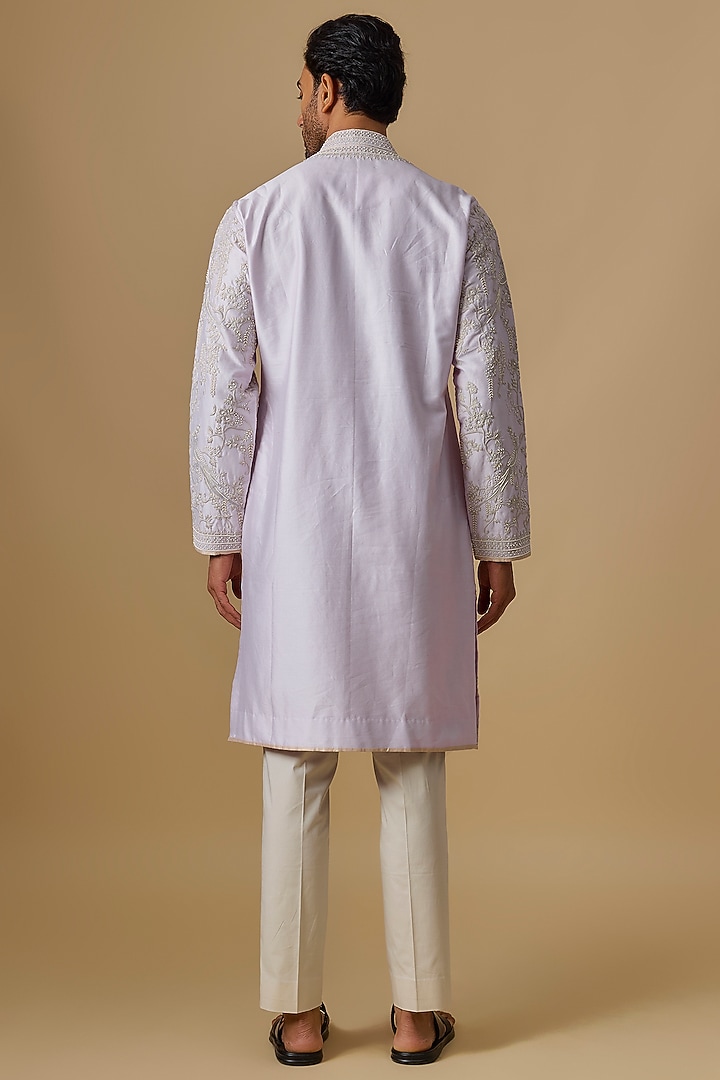 Lilac Chanderi Kurta Set by Anushree Reddy Men at Pernia's Pop Up Shop