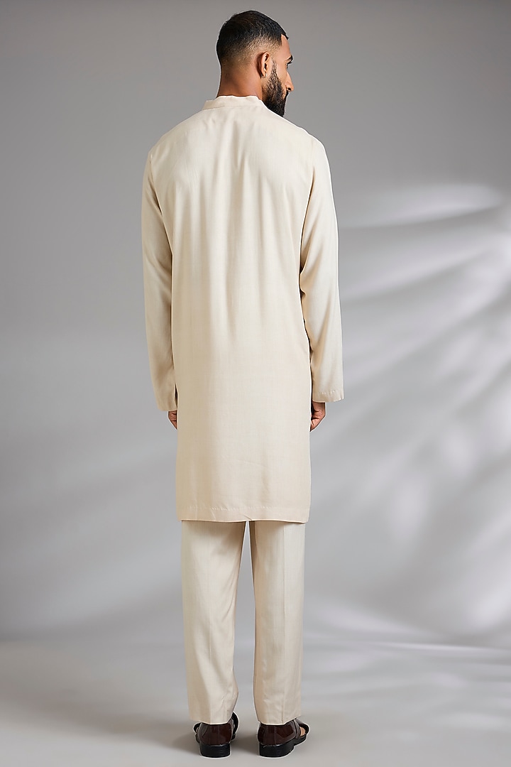 Grey Raw Silk Groom Indowestern Set by Anushree Reddy Men at Pernia's Pop Up Shop