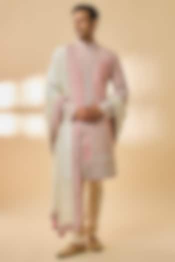 Dusty Rose Raw Silk Groom Sherwani Set by Anushree Reddy Men at Pernia's Pop Up Shop