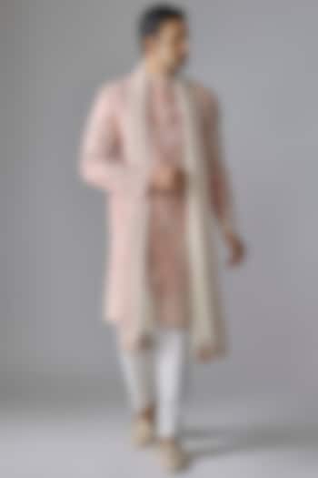 Light Purple Raw Silk Groom Sherwani Set by Anushree Reddy Men at Pernia's Pop Up Shop