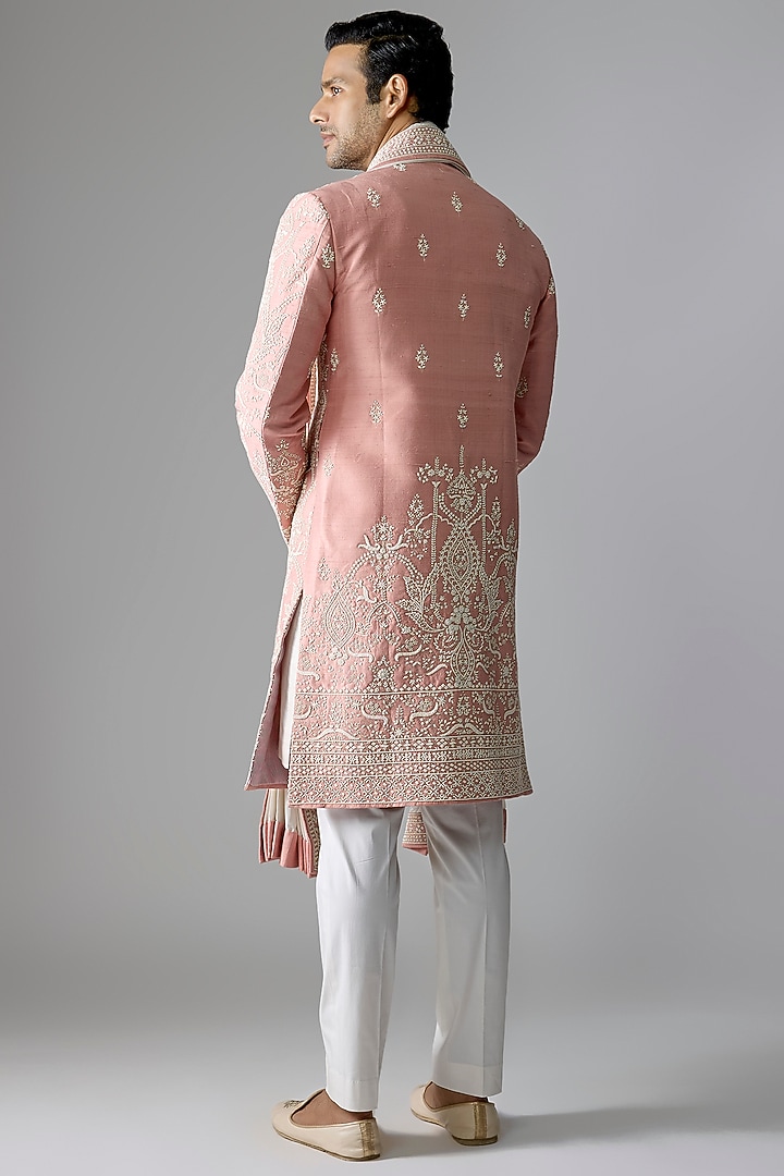 Light Purple Raw Silk Groom Sherwani Set by Anushree Reddy Men at Pernia's Pop Up Shop