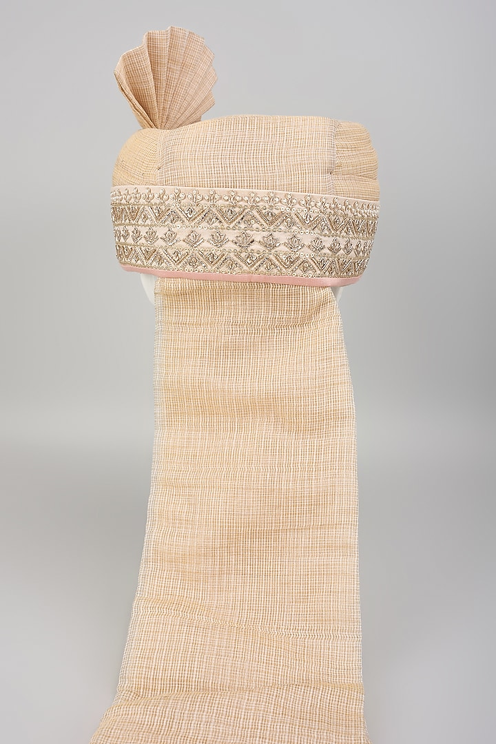 Light Pink Raw Silk Embroidered Safa by Anushree Reddy Men at Pernia's Pop Up Shop