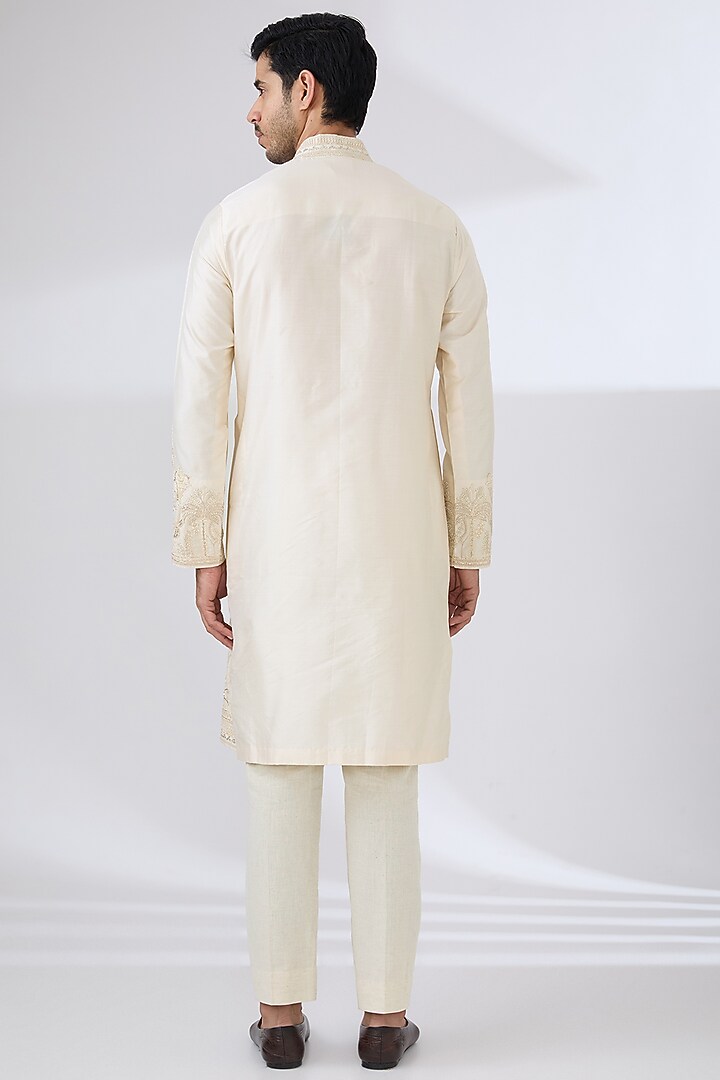 Mint Green Silk Thread Embroidered Groom Indowestern Set by Anushree Reddy Men at Pernia's Pop Up Shop