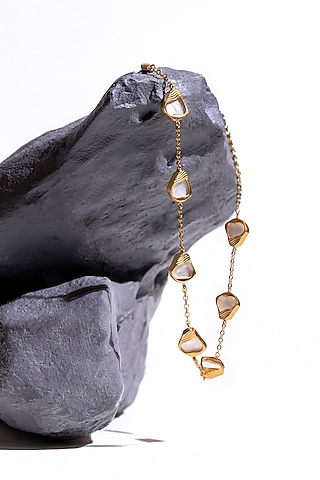 Gold Finish Pearl Ibu Necklace by Anaash
