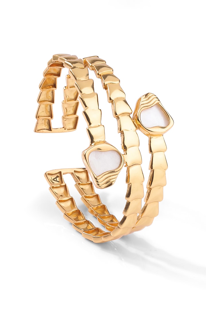 Gold Finish Pearl Pret Cuff by Anaash at Pernia's Pop Up Shop